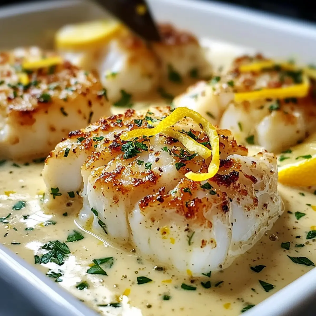 Baked Cod in Coconut Lemon Cream Sauce
