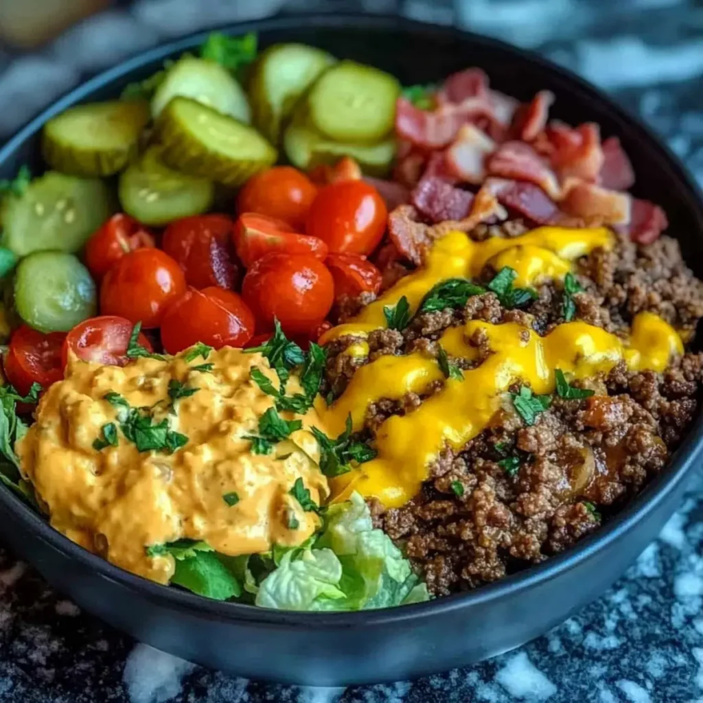 High Protein Cheeseburger Bowls