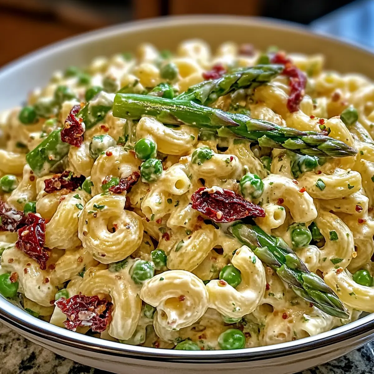 Lemon-Dijon Asparagus and Pea Macaroni Salad