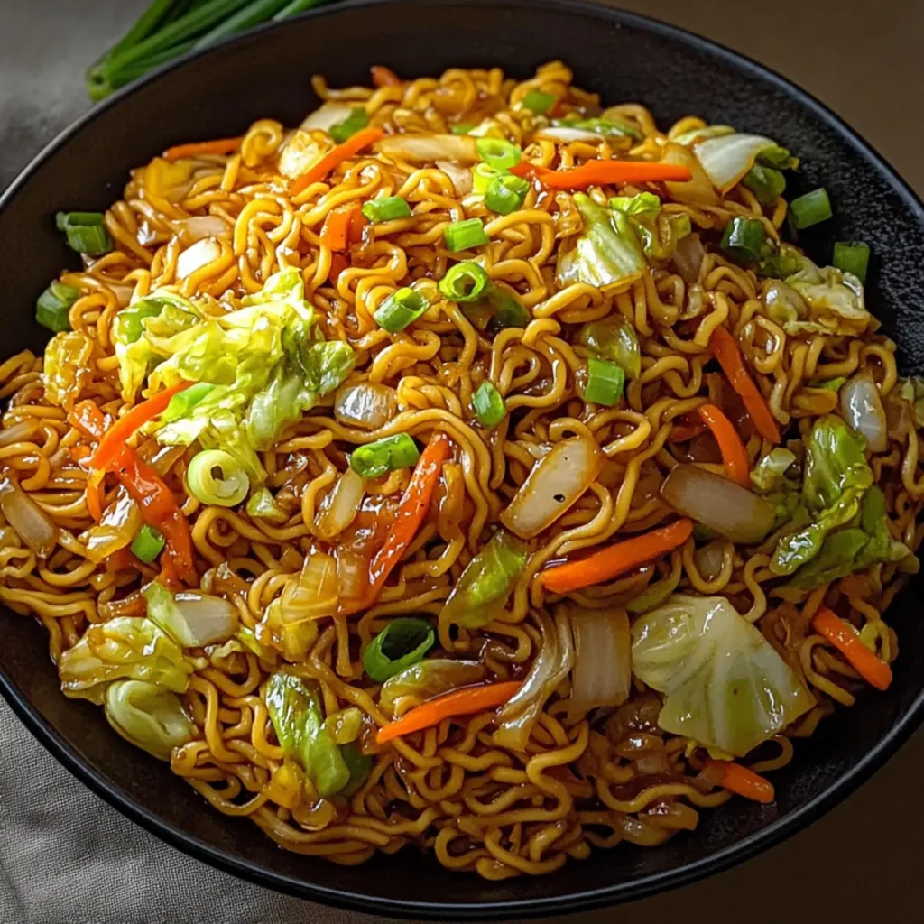 Japanese Yakisoba with Cabbage & Carrots