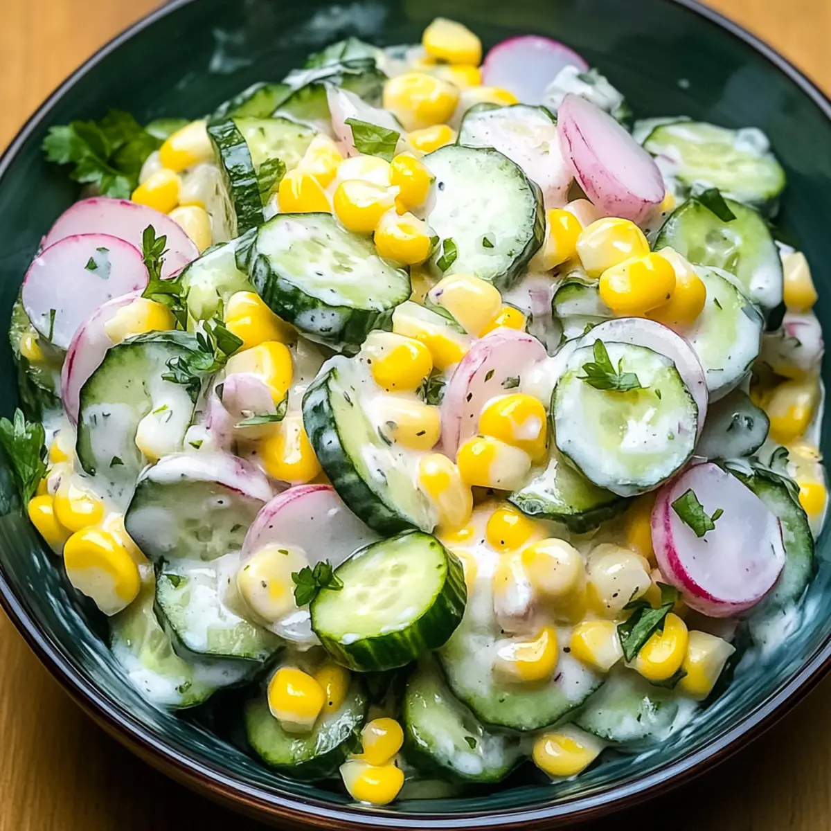 Creamy Corn Cucumber Salad